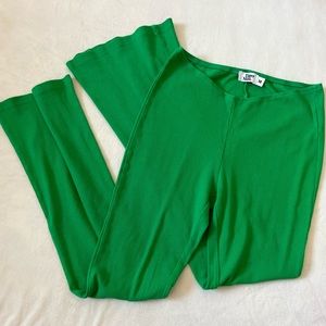 Tiger Mist Green Flare Ribbed Pants